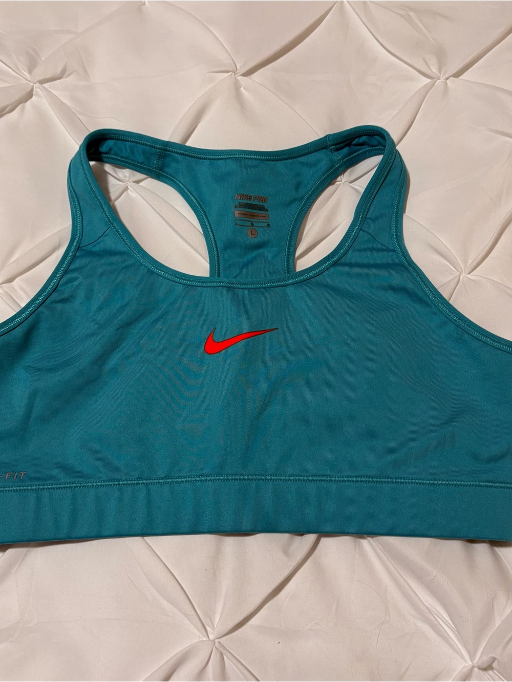 Nike Pro Dri-Fit Teal & Orange Sports Bra, Women’s Size Large